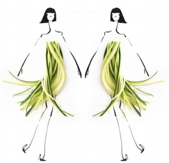 美设计师巧妙结合果蔬与素描打造时装
