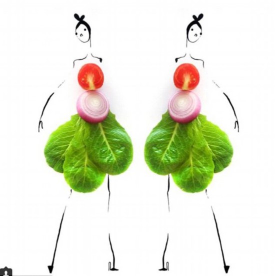 美设计师巧妙结合果蔬与素描打造时装