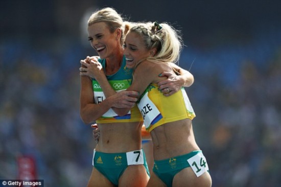 Core strength: Aussie runners Eloise Wellings and Genevieve LaCaze are all muscle