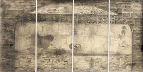 黃方啟《古趣》紙本水墨 68×134cm  2013