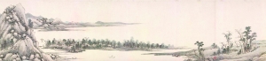 沈周《仿子久富春山居图》卷(局部) 36.8×855cm,纸本设色,故宫博物院藏