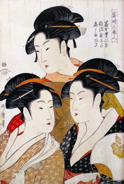 喜多川歌麿《当时三美人》,约1793