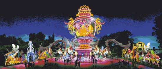 自贡第23届灯会进场施工 六大板块点亮多彩新