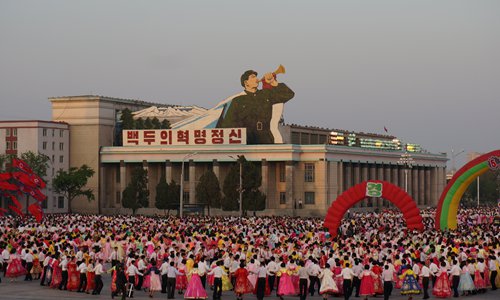  Students participate in a celebration in Pyongyang Square. Photo: Courtesy of Sarah