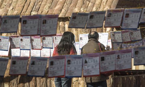 People read about potential spouses at a matchmaking event in Shijingshan, Beijing. Photos: Li Hao/GT