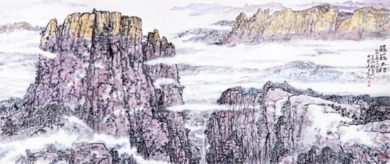 吴山明为北京人民大会堂创作巨幅山水画《巍巍