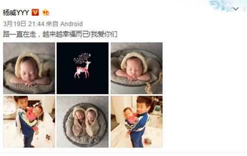 杨威晒双胞胎女儿写真却被杨阳洋抢镜 杨云竟吃醋大哭