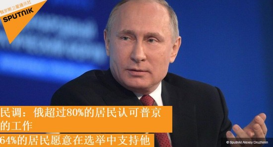 俄民调：81%居民认可普京工作 64%居民愿支持其连任