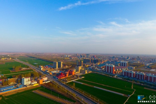 An aerial photo shows Anxin county in Hebei Province. [Photo: Xinhua]