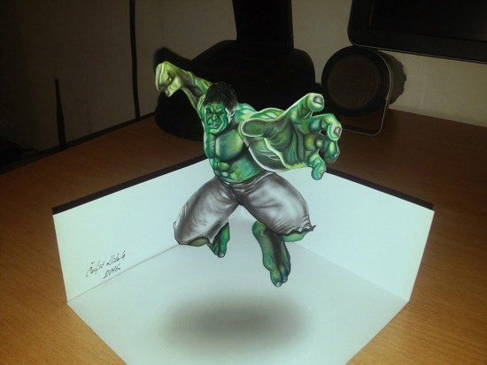 塞尔维亚艺术家平面上画出3D立体图像