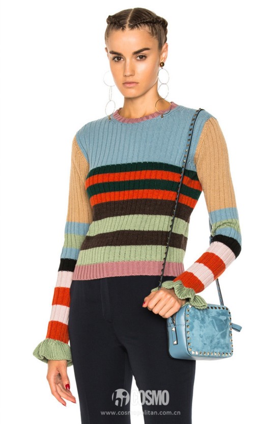 VALENTINO 拼色条纹毛衣 588美元 可从FWRD网站购买
