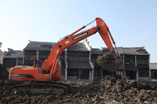 盐城盐都大纵湖旅游度假区东晋古城建设忙碌