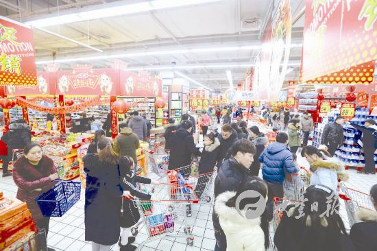 盐城大丰各大超市年货大街年味浓
