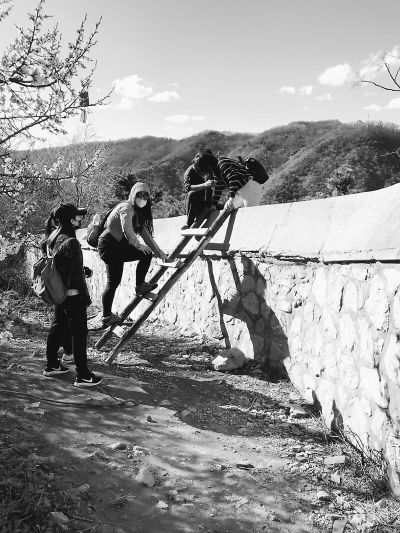 带游客逃票搭梯子翻墙 香山公园里拉黑活太猖