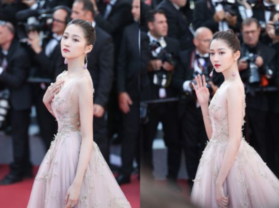 关晓彤欧莱雅戛纳电影节:确认过眼神,是西柚色的小仙女