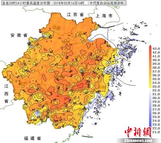 40℃罕见高温炙烤浙江 高温范围为历史5月之