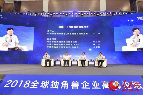 2018全球独角兽企业高峰论坛分论坛:大数据的价值归宿(人民网记者 翁奇羽 摄)
