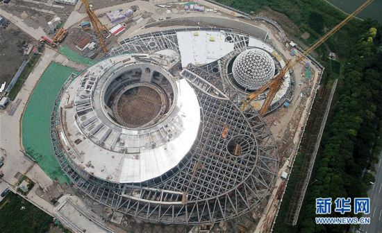 (社会)(2)上海天文馆初具规模 主体建筑大悬挑支撑结构开始卸载