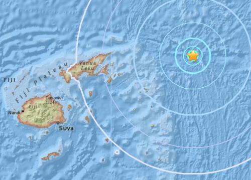 斐济东北部海域发生5.5级地震 震源深度10公里