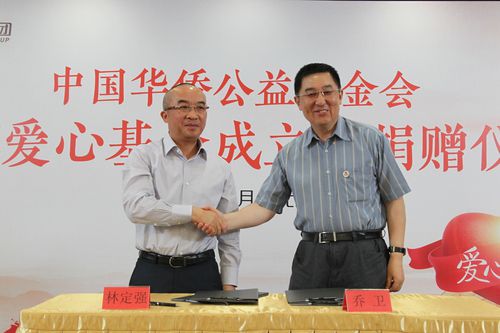 【圖6】喬衛副主席與林定強先生簽訂“金輝愛心基金”捐贈協議書2