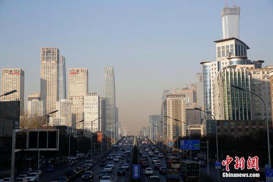 A view of the CBD area in Beijing on Jan. 12, 2018. [Photo: Chinanews.com] 