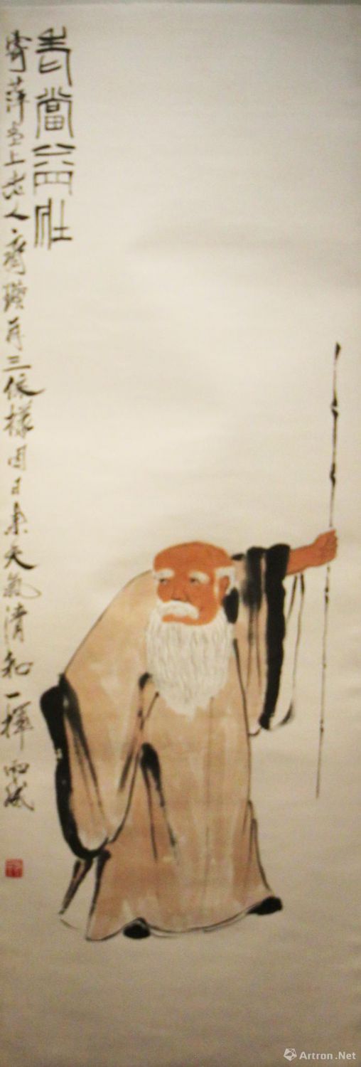 齐白石《老当益壮》 139.5x48cm  纸本设色   北京画院藏 