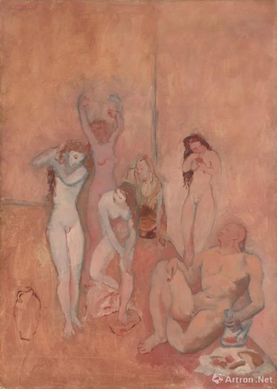 巴勃羅·畢加索，《后宮》（The Harem），1906。克利夫蘭藝術博物館