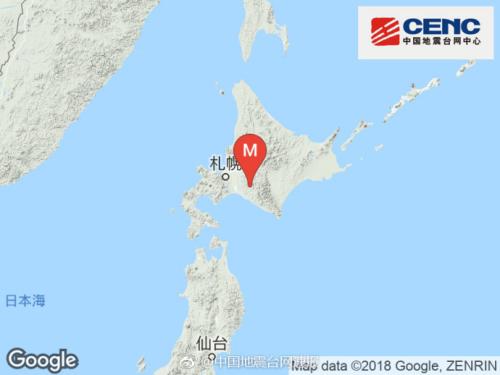 日本北海道地區發生5.2級地震震源深度30千米