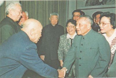 1993年,邓小平在上海春节团拜会上,与数学家苏