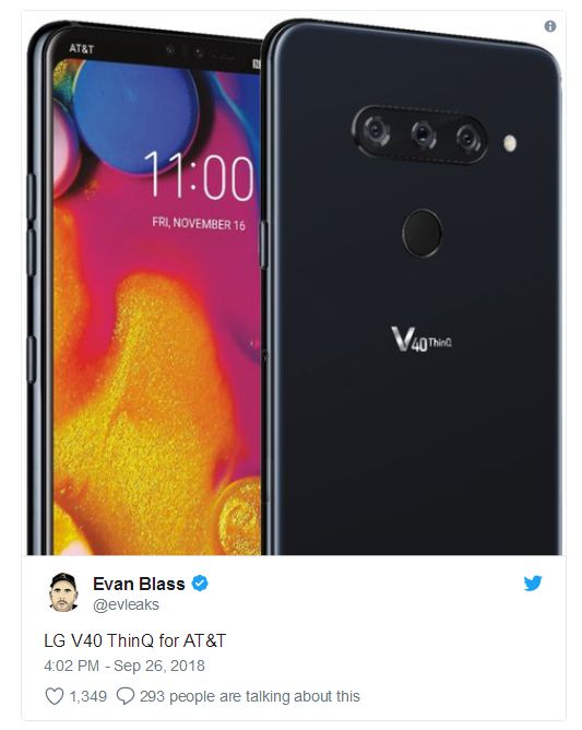 LG V40 ThinQ谍照证实五摄和 刘海 屏设计--河