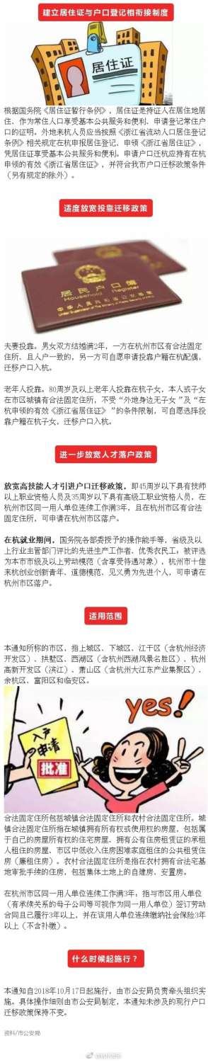 杭州落户政策将调整：两类投靠迁移政策适度放宽