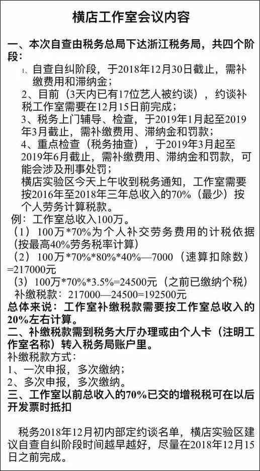 补税通知来了 17位艺人被约谈