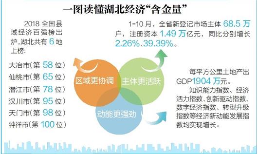 2018年湖北实力迈上新台阶!日均GDP首超100