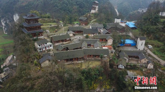 航拍“中國傳統村落”貴州織金營上古寨