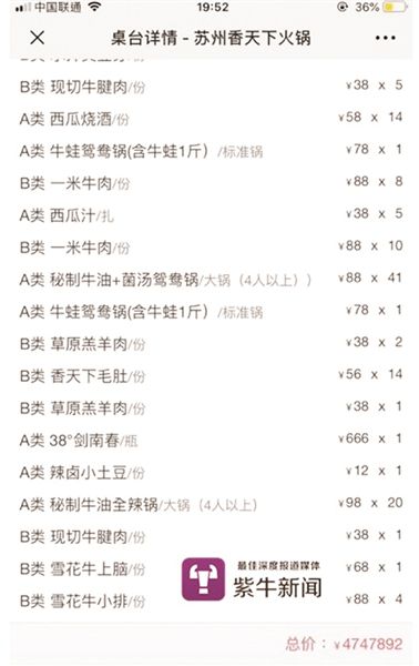 吃火锅账单474万 苏州女子微信群发点单码出大