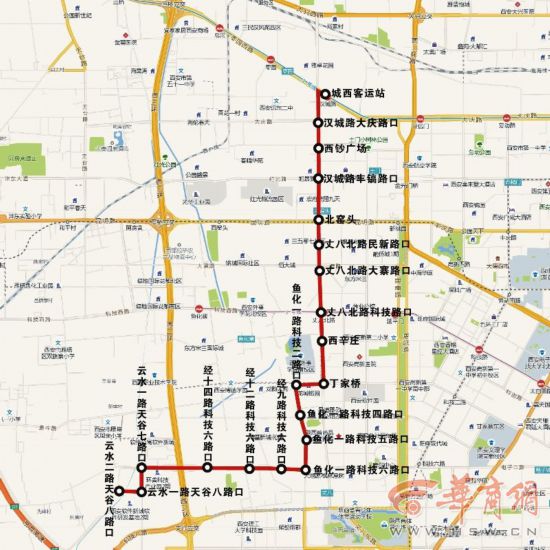 西安开通199路公交线路 由于道路施工5个站点