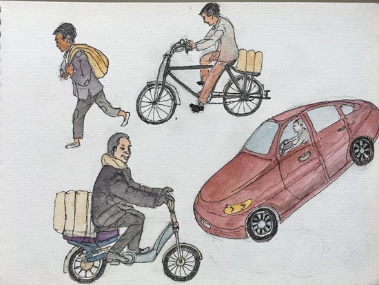 退休后他回到乡村,画下自己所在的村庄近70年的时代变迁.