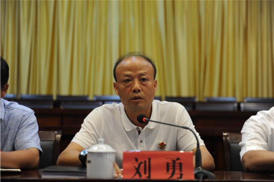 图为县委书记刘勇讲话