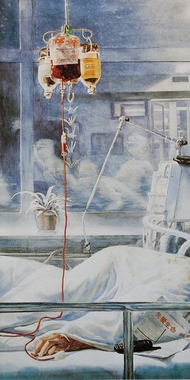 人民战疫文艺作品画笔作枪抗击疫情水彩粉画篇