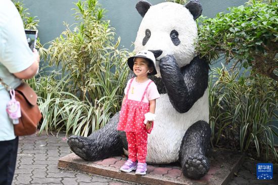 5月17日,在马来西亚吉隆坡的国家动物园,一名小女孩与大熊猫雕塑合影。新华社记者 程一恒 摄 5月17日,在马来西亚吉隆坡的国家动物园,一名小女孩与大熊猫雕塑合影。新华社记者 程一恒 摄