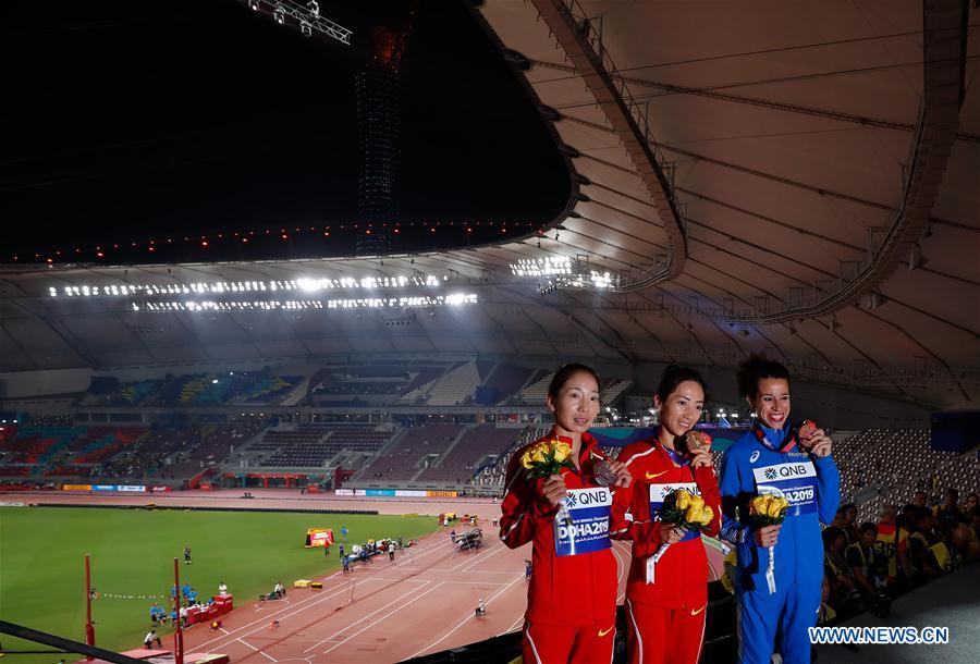 (SP)QATAR-DOHA-IAAF WORLD ATHLETICS CHAMPIONSHIPS-WOMEN'S 50KM RACE WALK-AWARDING CEREMONY