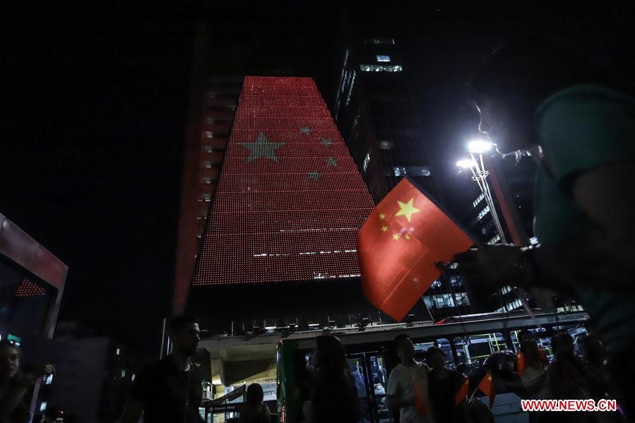 BRAZIL-SAO PAULO-LIGHTING CEREMONY-PRC-70TH FOUNDING ANNIVERSARY