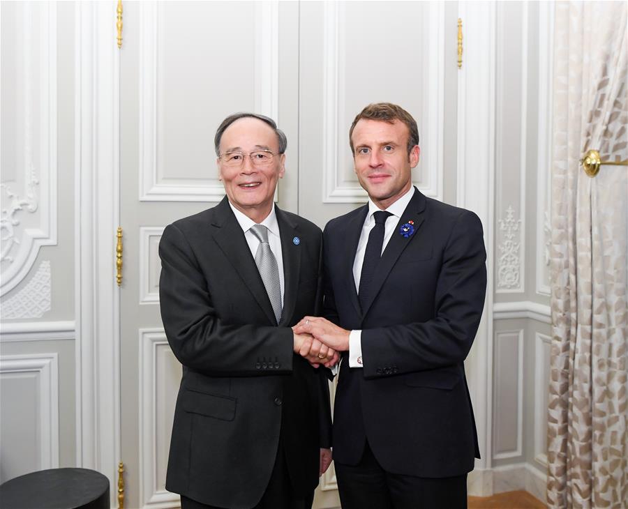 FRANCE-PARIS-WANG QISHAN-MACRON-MEETING