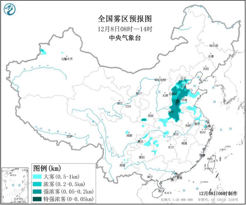 大雾黄色预警:华北黄淮等地有大雾