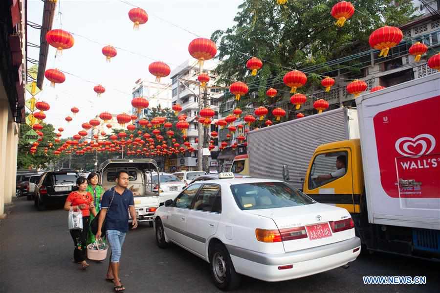 MYANMAR-YANGON-CHINESE NEW YEAR-DECORATION