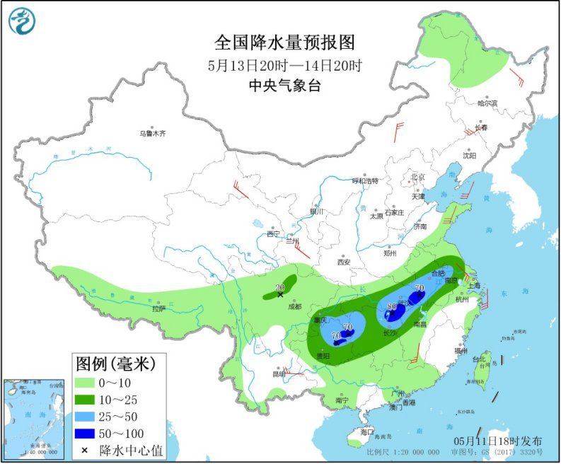 天气预报：华南江南有降雨天气 北方局地有大风和沙尘