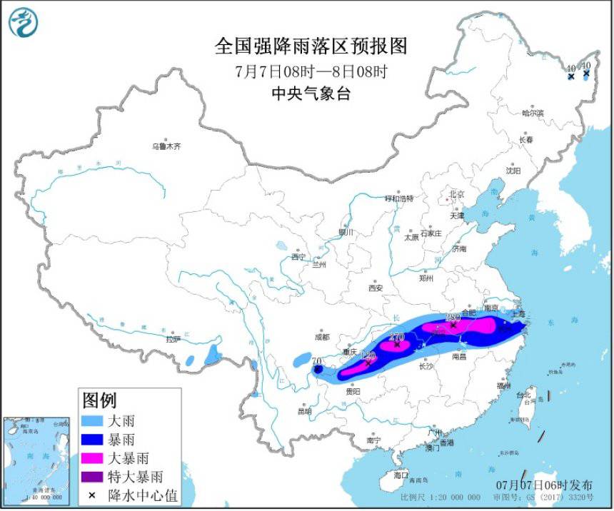 安徽浙江湖北湖南贵州等地部门地域有年夜暴雨