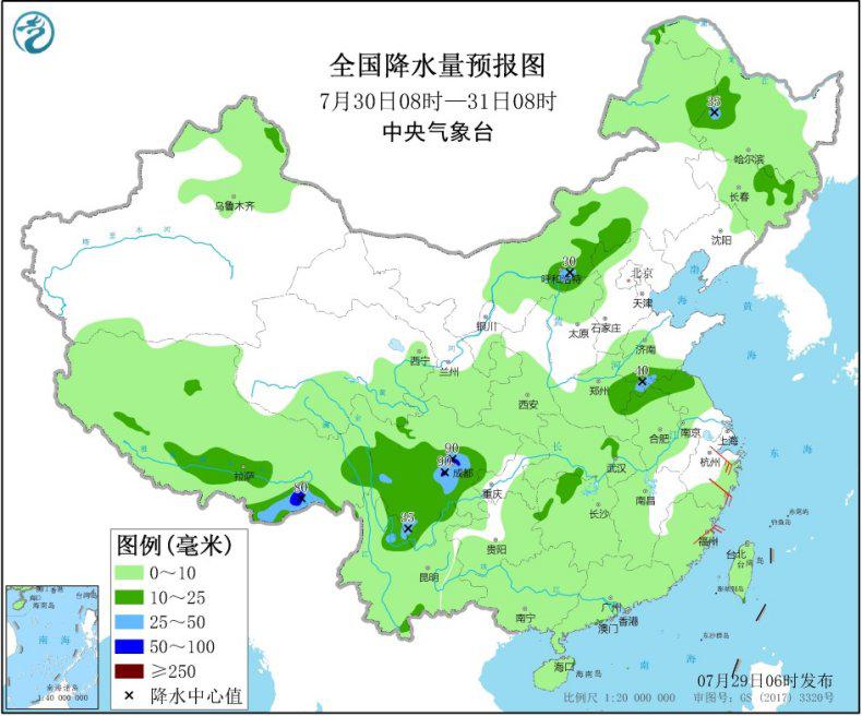 注意！四川盆地有强降水 华北和东北地区多阵雨或雷阵雨