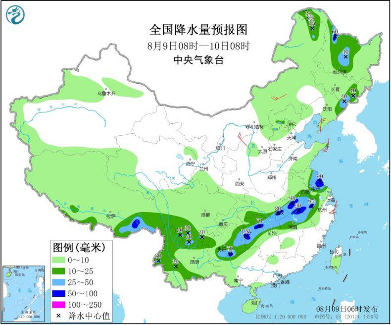 江汉江淮等地有强降雨江南华南等地有高温气候