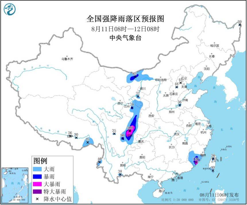 四川部门地域有年夜暴雨到特年夜暴雨